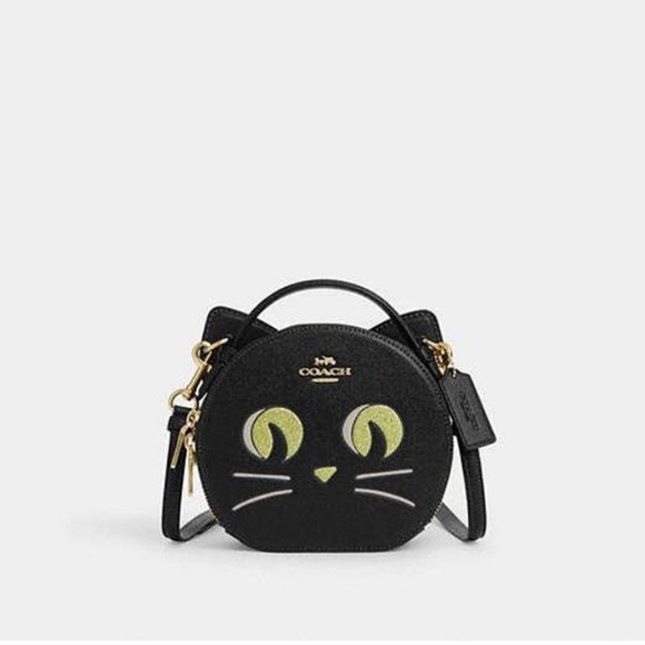 Coach Halloween Black Cat Face Crossbody Bag